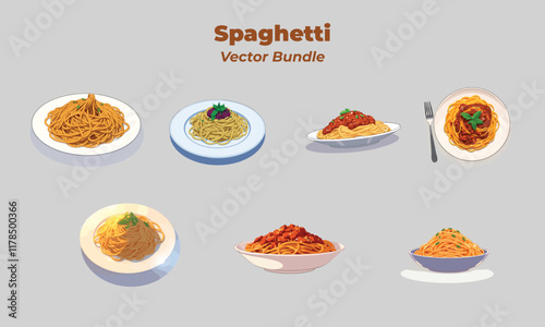 Illustration of spaghetti with white background