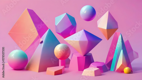 3d gradient geometric shapes