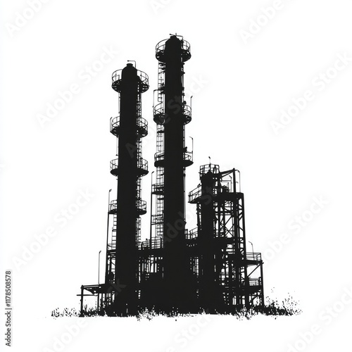 Industrial Silhouette: Refinery Plant