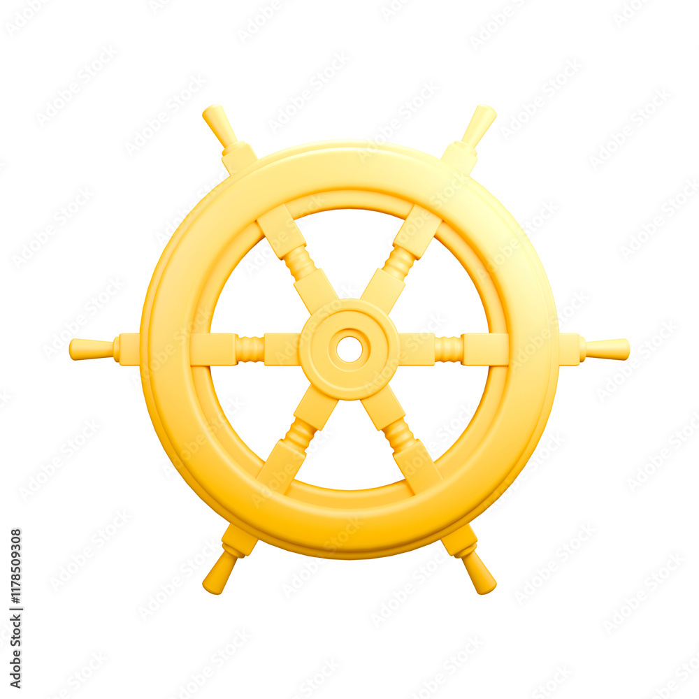 Obraz premium 3d icon render ship steering wheel