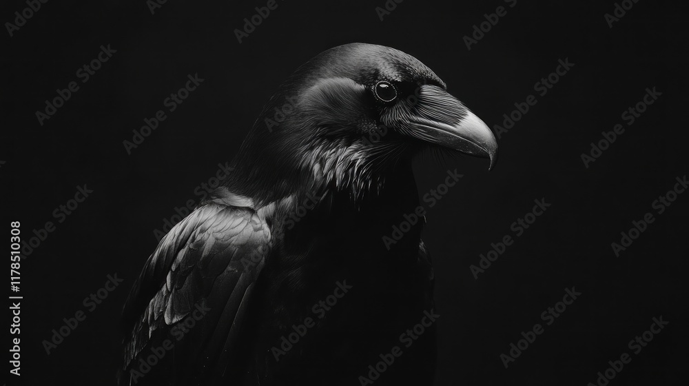 Majestic Raven in Monochrome: A Study in Darkness and Light Majestic Raven in Monochrome: A Study in Darkness and Light