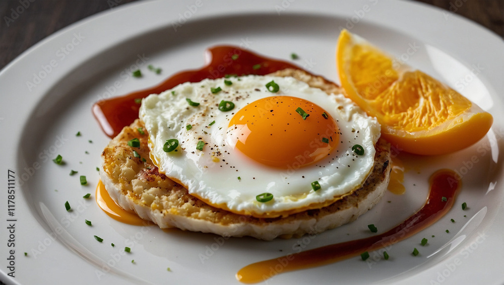 fried egg served on a plate fried egg served on a plate