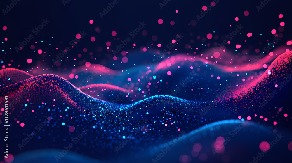 Futuristic tech dot matrix waves