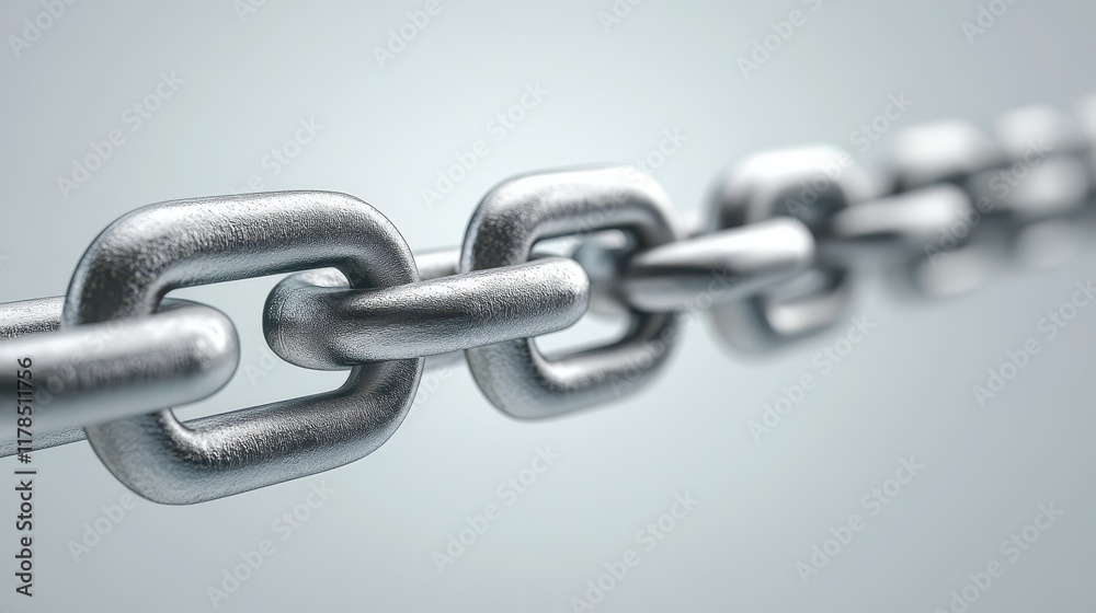 Obraz premium Intricate closeup of a metallic chain link, symbol of strength, connection and resilience
