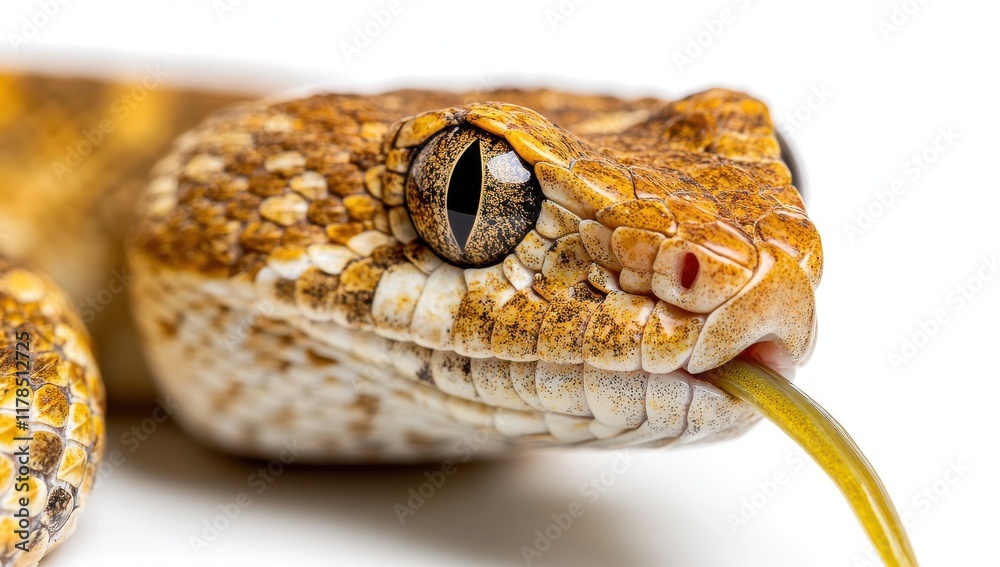 Fototapeta premium Close-Up of a Beautiful Desert Snake with Intricate Scales and Unique Colored Patterns on a White Background