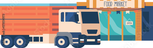 Cargo truck at food market