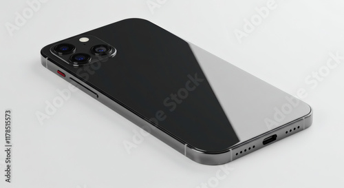 Sleek Black Smartphone Modern Mobile Phone Technology High Resolution Back View