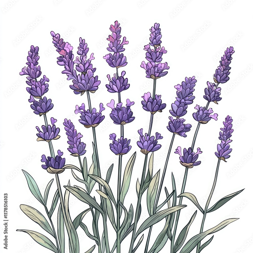 Obraz premium Lavender Flowers: Purple Floral Bouquet Illustration