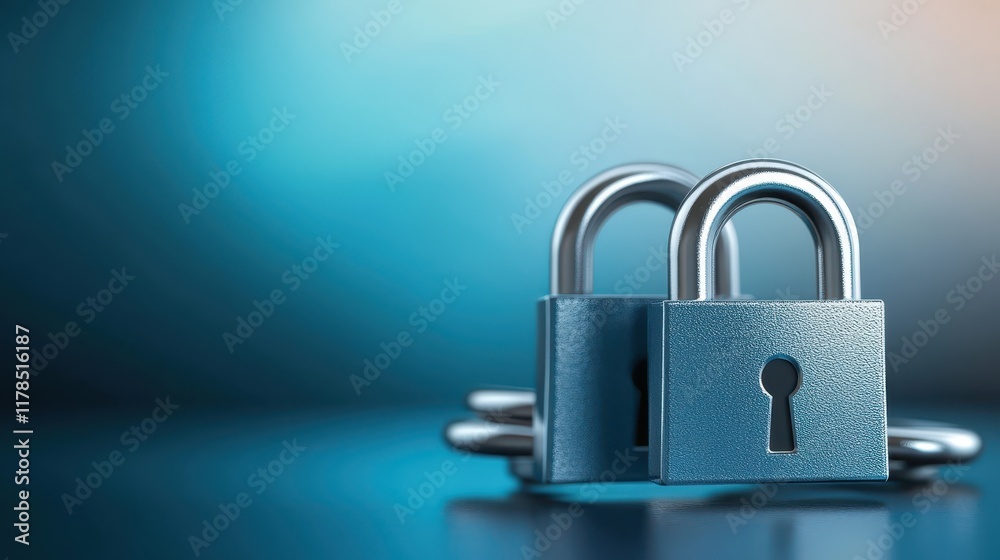 Naklejka premium Enhancing security, a closeup of padlock with key, representing privacy and data protection