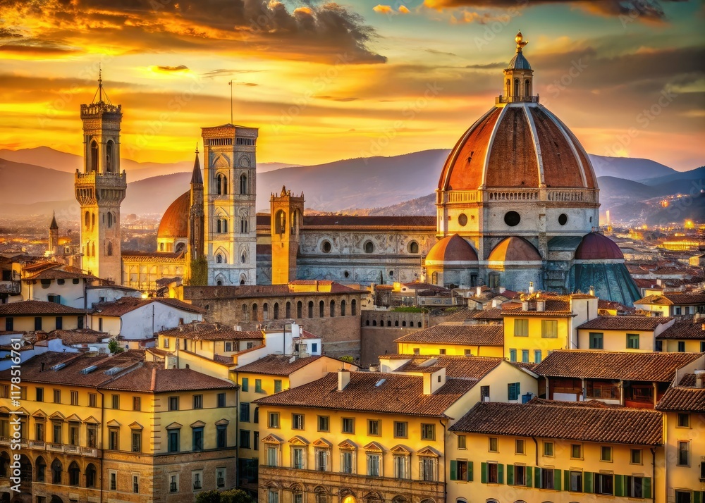 Fototapeta premium Florence Renaissance Historic Buildings AI Photography