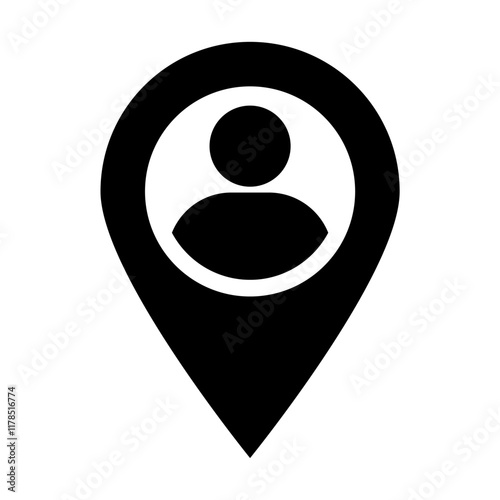 Map marker with a Silhouette of a person, Map pin icon vector, GPS location symbol, for graphic design, logo, web site, social media, mobile app, ui illustration