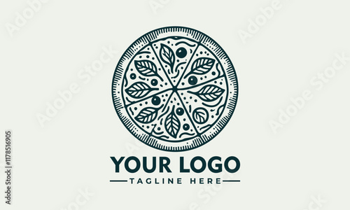 vector logo pizza drawing pizza sketch next to a pen on paper; ideal for food blogs, restaurant menus, and social media posts. Great for culinary designs and promotions