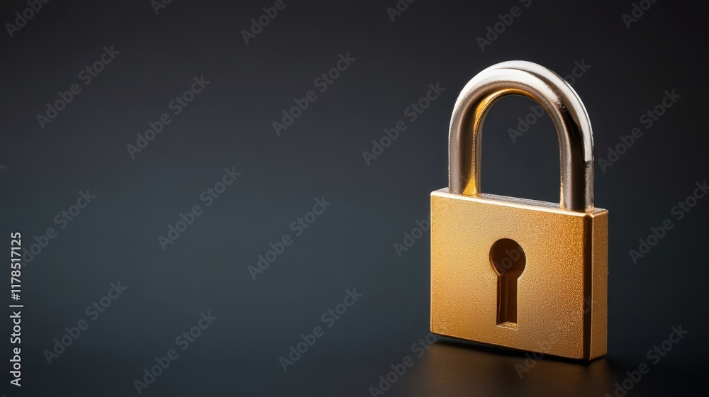 Golden padlock on black, symbolizing digital security, data protection and privacy in the online world Golden padlock on black, symbolizing digital security, data protection and privacy in the online world