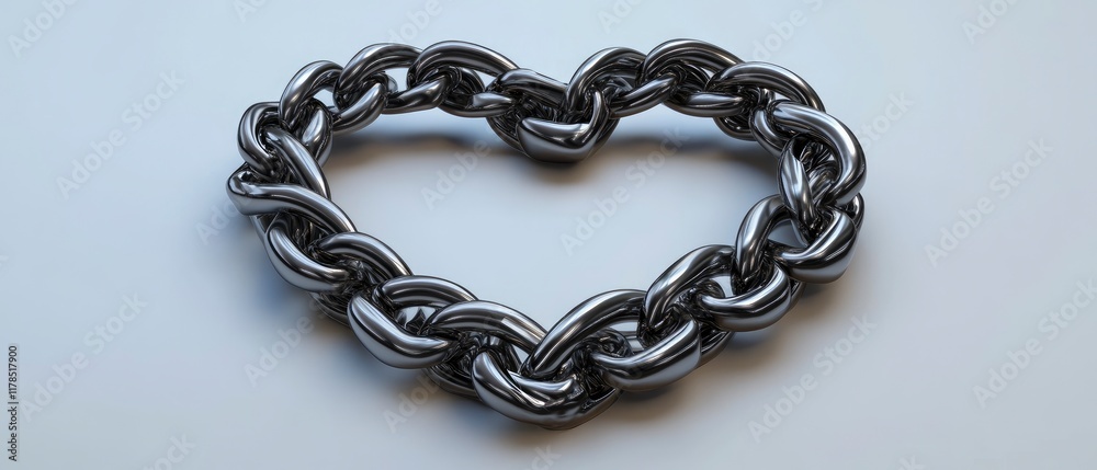 Fototapeta premium Valentine's day heart metallic chainlink lover's symbol