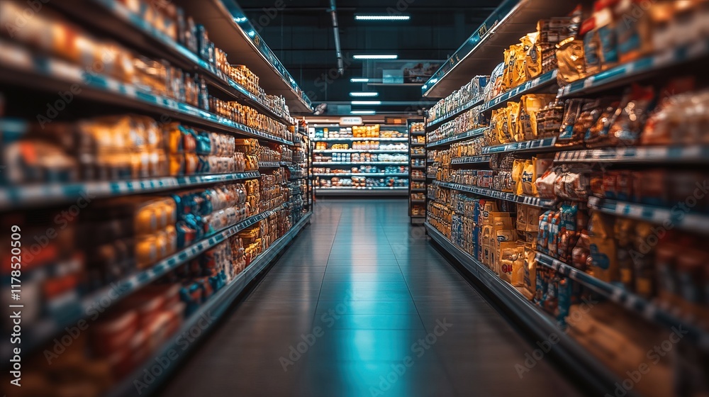 A blurred background of a grocery store interior A blurred background of a grocery store interior