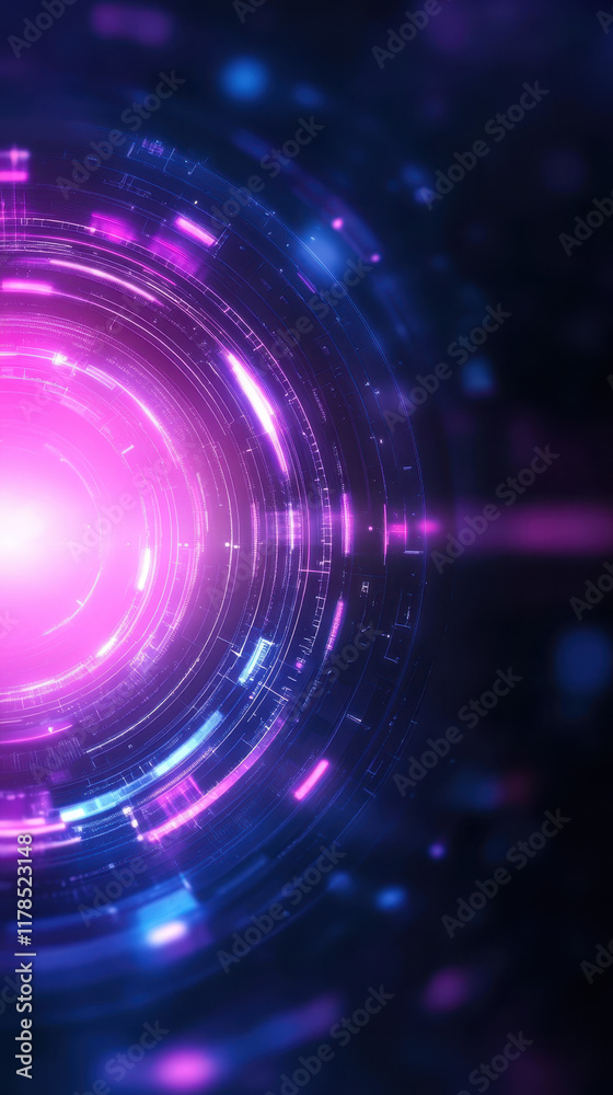 Vibrant abstract digital design with glowing circles and lines Vibrant abstract digital design with glowing circles and lines
