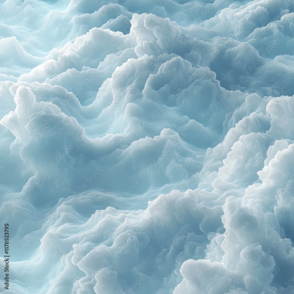 Fototapeta premium A mesmerizing abstract cloudscape featuring soft, fluffy clouds in shades of blue and white, creating a tranquil and dreamy atmosphere.