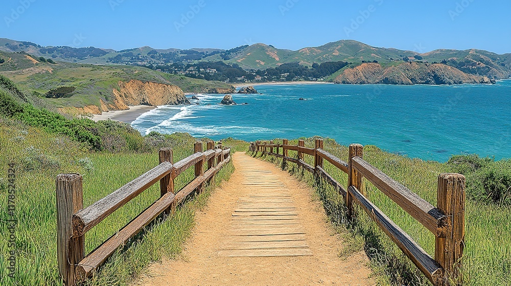 Coastal Trail Leads To Scenic Ocean View Coastal Trail Leads To Scenic Ocean View