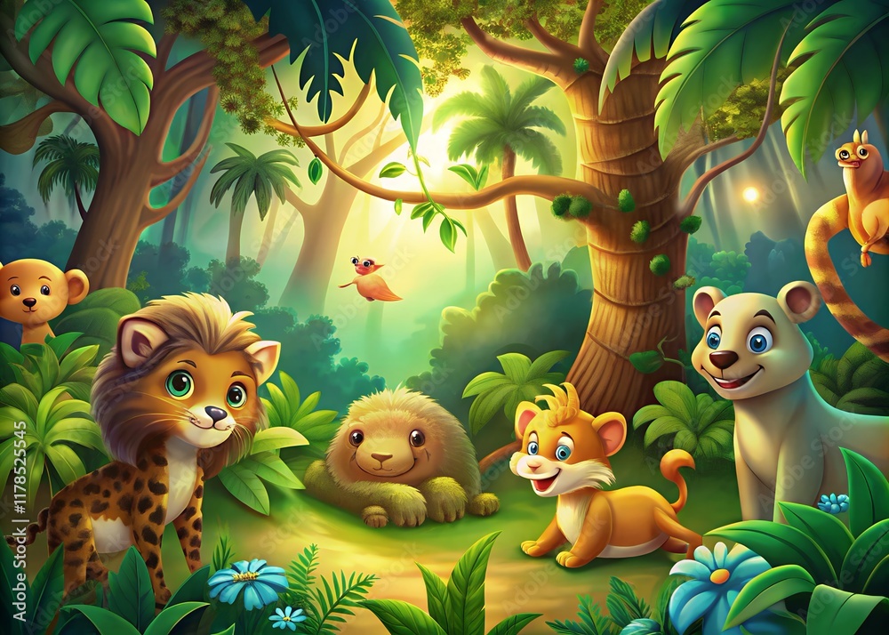 Naklejka premium animals in the forest brochures, flyers, magazines, any brandings, banners, headers, presentations, and wallpaper backgrounds