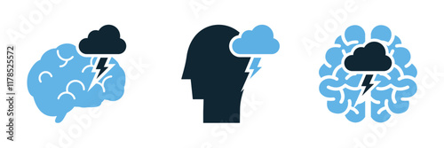 Bad Mood and Negative Psychology icon, Visual concept for mental health, negative thinking, and personal development, mental health awareness, therapy, and self-care