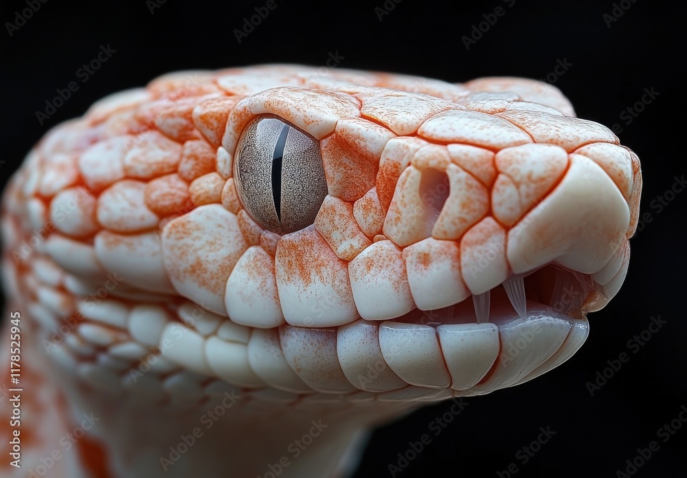 Close-up View of a Unique Albino Snake with Intricate Scales and Intense Eyes Captured Against a Dark Background in Stunning Detail Close-up View of a Unique Albino Snake with Intricate Scales and Intense Eyes Captured Against a Dark Background in Stunning Detail