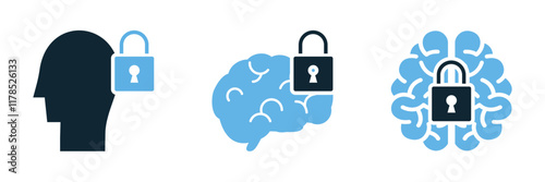 Psychology of Secrecy icon, trust or hidden thoughts and confidentiality, secrets or privacy, and hidden information, concealed emotions and memories
