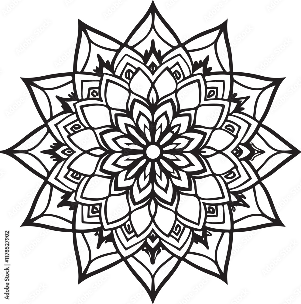 Mandala line art black design Mandala line art black design