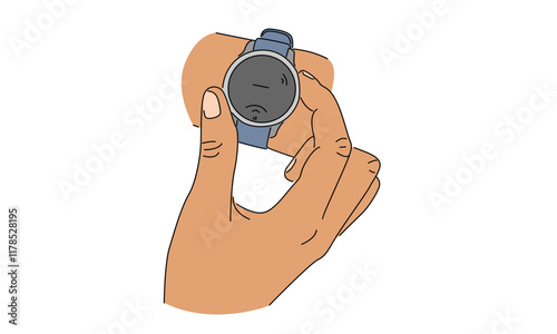 line art color of smartwatch illustration