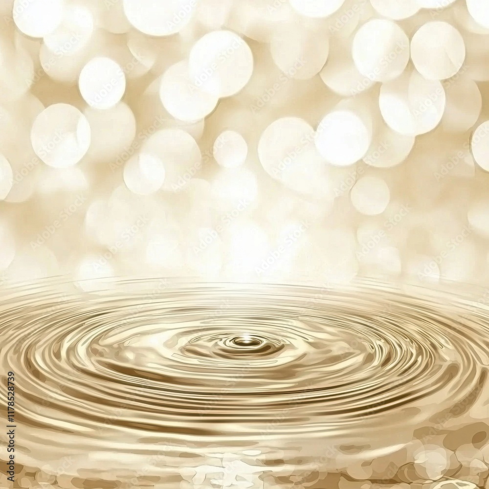 Fototapeta premium Golden Water Ripples with Bokeh Effect