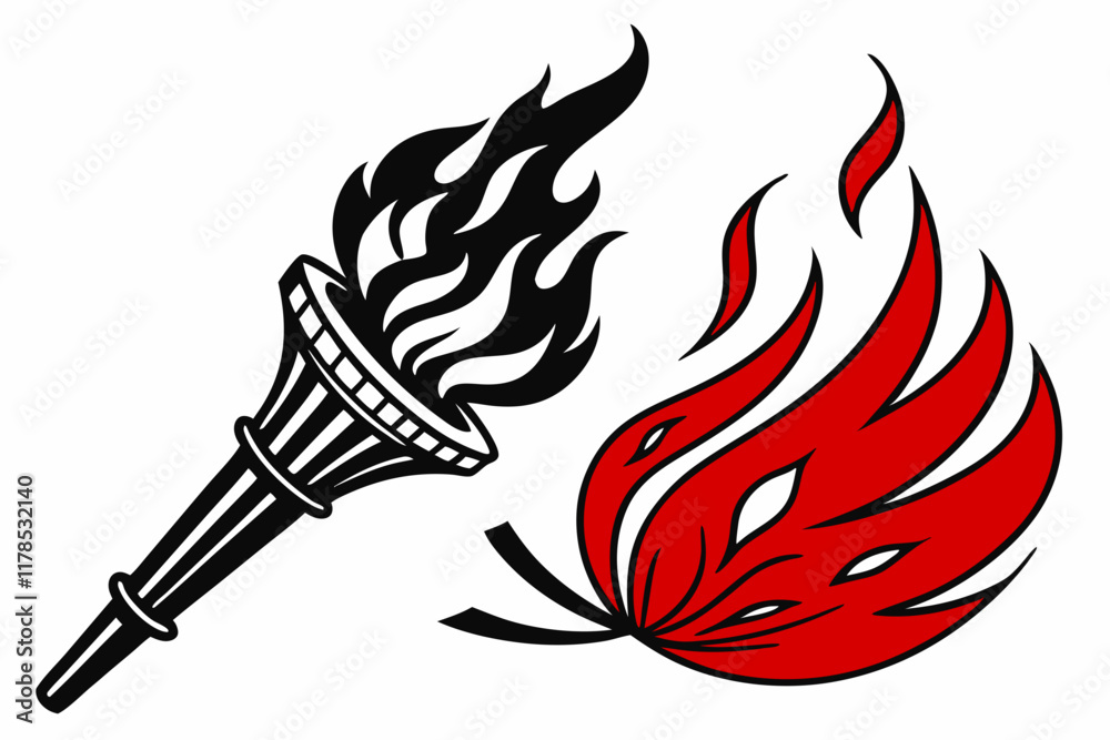 Fire Flame Icon Vector on Solid White Background Minimalist Design Art Fire Flame Icon Vector on Solid White Background Minimalist Design Art