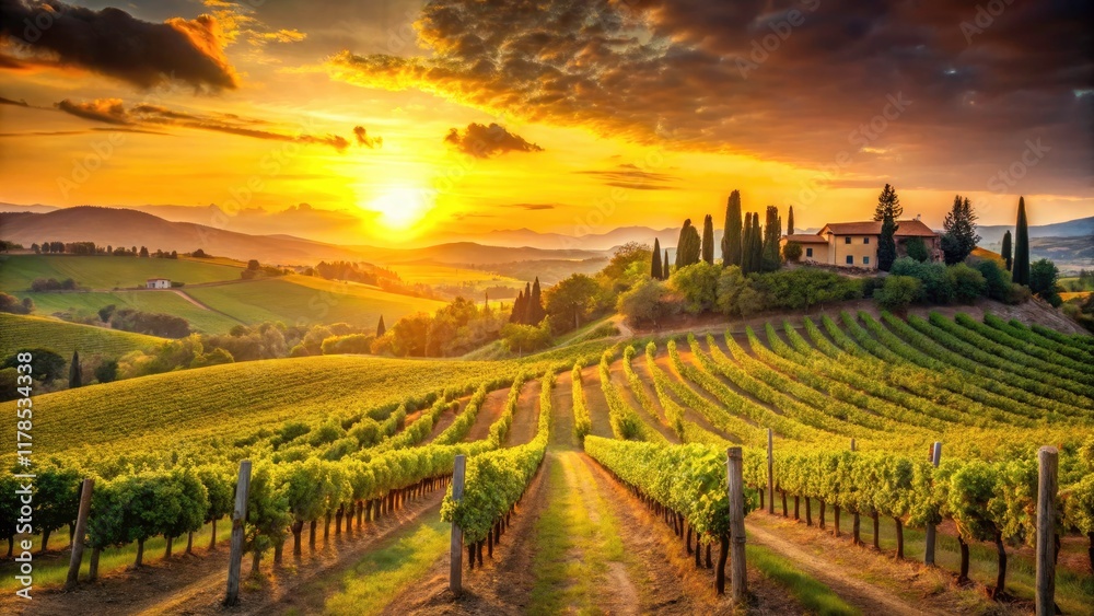 custom made wallpaper toronto digitalScenic Vineyard Landscape in Tuscany for Vin Santo Production, Featuring Sunlit Grapes, Rolling Hills, and Rustic Charm