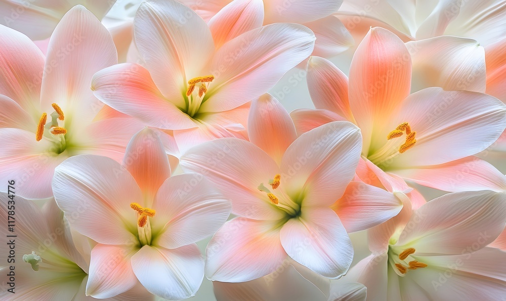 Fototapeta premium Close-up of delicate peach lilies.