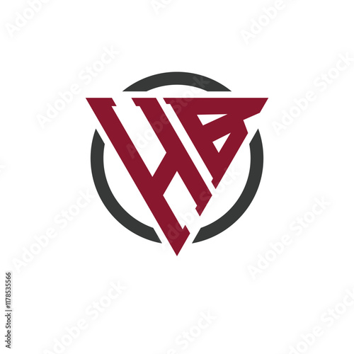 Letter HB Monogram Logo in Bold Triangle Design with Circular Background. Professional HB Letter Logo Perfect for Modern Business Branding and Stylish Emblem Concept photo