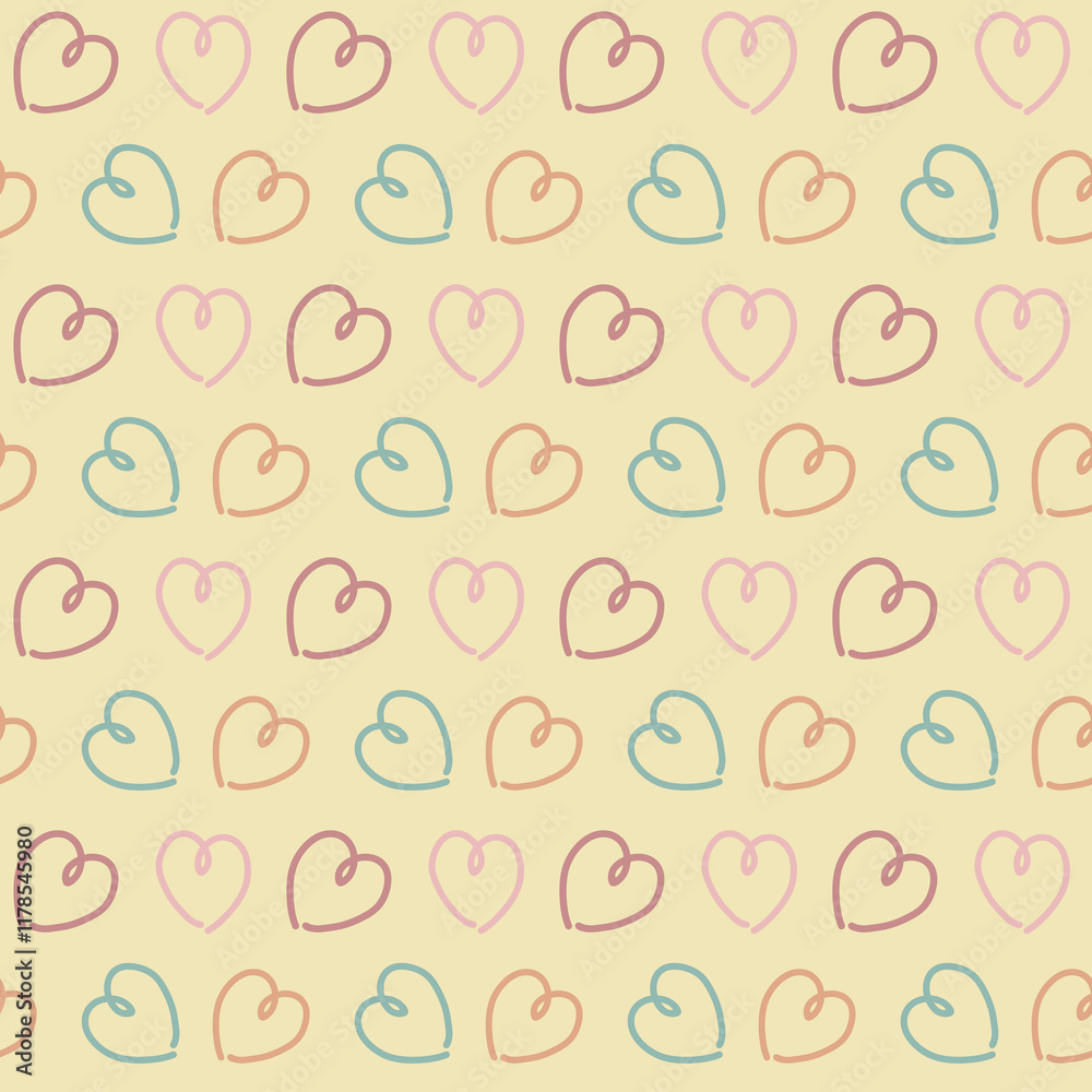 Seamless pattern with colorful hearts