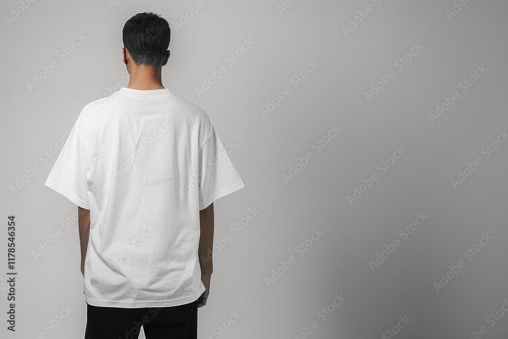 Man wearing plain white t-shirt Man wearing plain white t-shirt