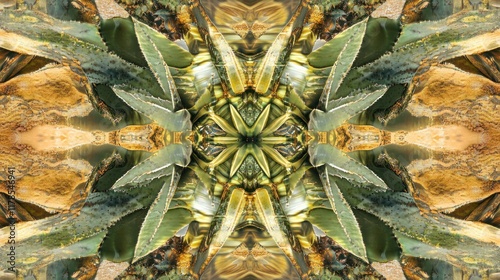 Kaleidoscopic Pineapple Core Abstract Art: A Symmetrical Study of Tropical Fruit Texture and Color