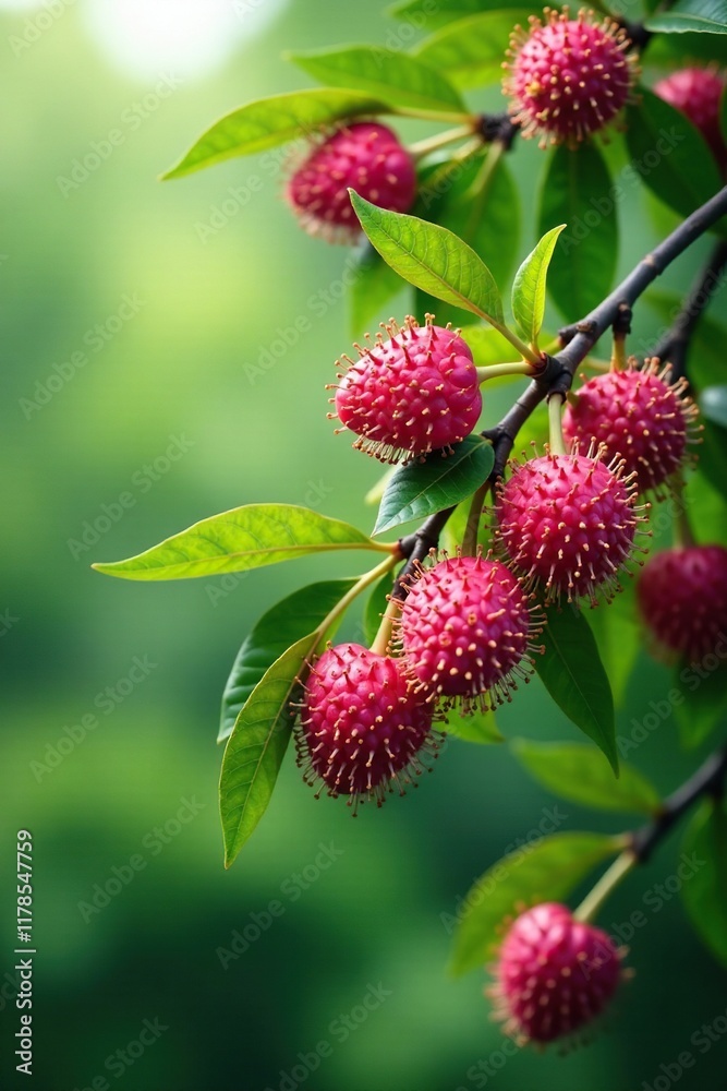 Lychee tree in bloom with pink flowers and green leaves, nature, lychee tree, flower Lychee tree in bloom with pink flowers and green leaves, nature, lychee tree, flower
