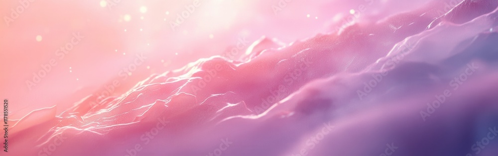 Fototapeta premium Soft gradient background with coral pink and lavender hues illuminated by gentle white bokeh lights creating a dreamy atmosphere