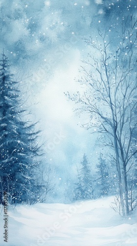 Wallpaper Mural Serene winter landscape with soft icy blue and frosty white watercolor tones creating a tranquil seasonal atmosphere Torontodigital.ca