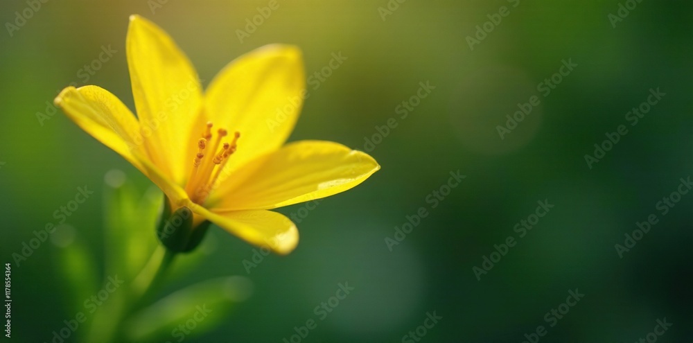 Fototapeta premium Delicate yellow petals unfolding on a slender stem, bloom, background