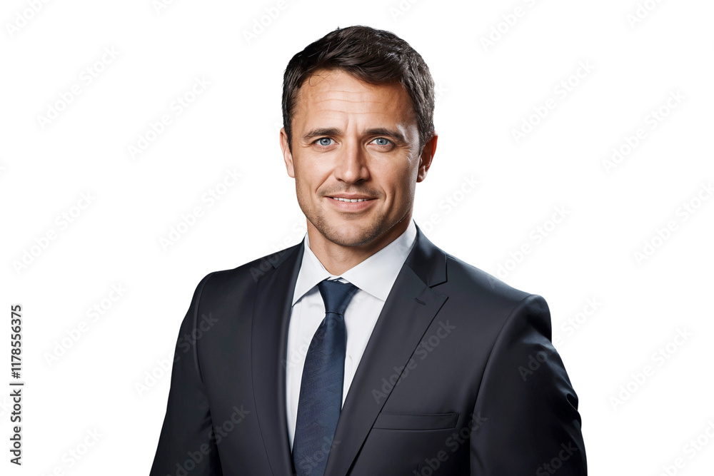 Portrait of a smiling businessman manager in suit, isolated on transparent background Portrait of a smiling businessman manager in suit, isolated on transparent background