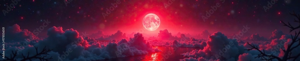 Obraz premium Red crystal tool shining brightly amidst the void, appearing as an oasis, radiant, space, serenity