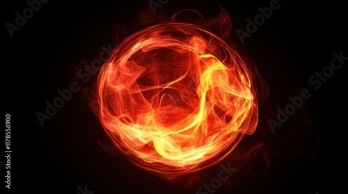 Fiery Orb Abstract Art:  A Glowing Sphere of Intense Energy and Heat
