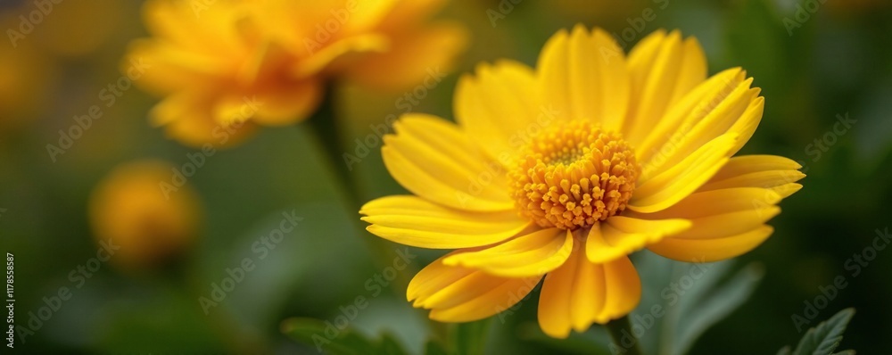 Delicate petals of yellow marigold flower unfolded, flowers, warm Delicate petals of yellow marigold flower unfolded, flowers, warm