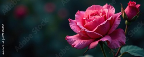 Flor de rosa cerca de una cerca de piedra oscura, oscuro, rosas, floraci?n