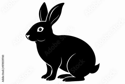 Silhouette of a Rabbit. Silhouette of a Sitting Rabbit Illustration. Rabbit Vector Silhouette High Quality Animal Illustrations for Creative Designs
 photo