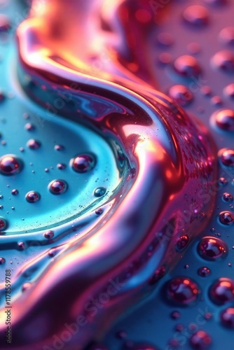 Swirling liquid with metallic sheen and colors changing, liquid, shimmering, dynamic