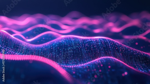 Abstract Digital Waveform: Pink and Blue Neon Data Flow Visualization