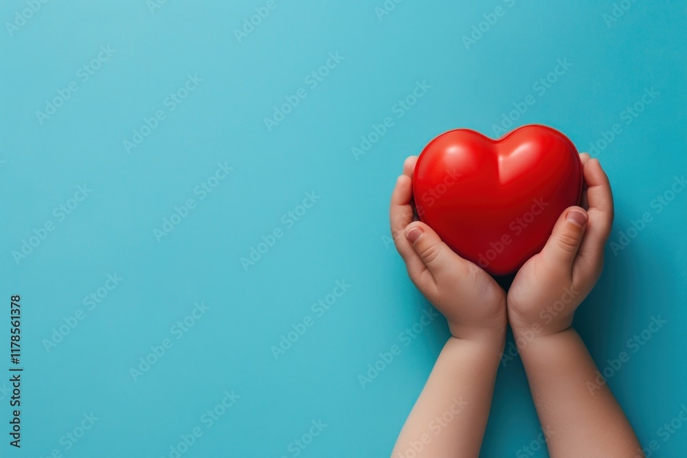 Hands holds a red heart cricket symbol sports. Hands holds a red heart cricket symbol sports.