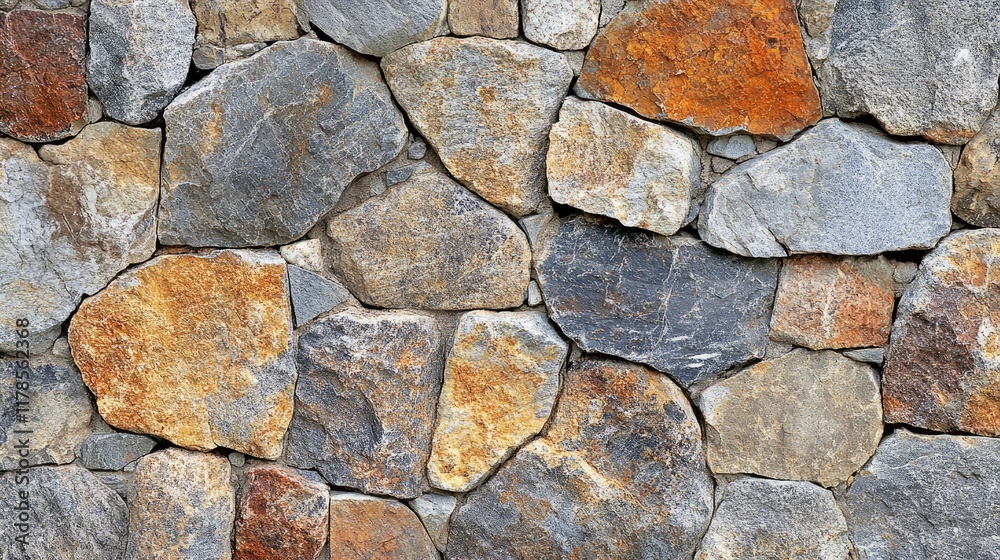 Rustic Stone Wall Texture Seamless Pattern of Natural Grey, Brown, and Orange Stones Rustic Stone Wall Texture Seamless Pattern of Natural Grey, Brown, and Orange Stones